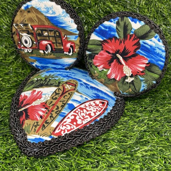 Hawaii Tiki Hawaiian Shirt Print HANDMADE Mouse Ear Hat/ Fascinator Hat - Picture 1 of 5